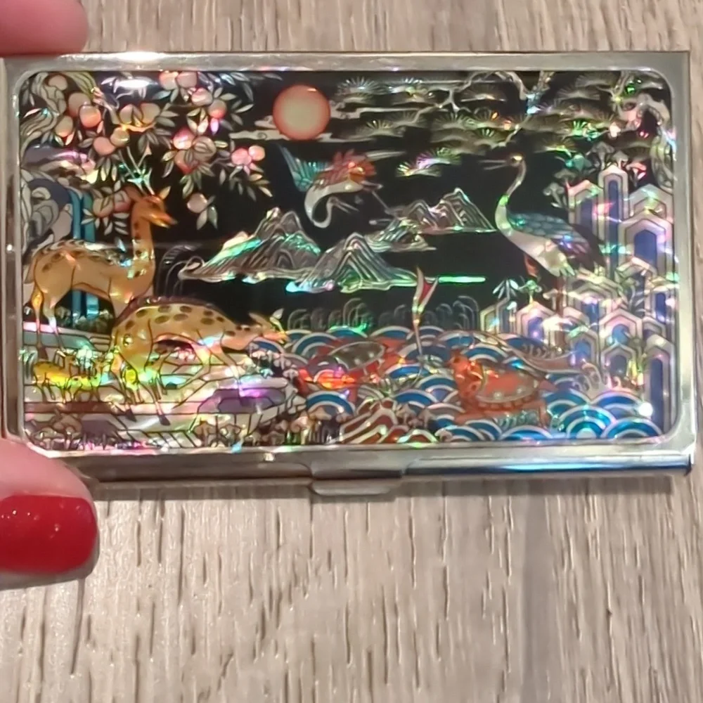 Mother of Pearl Bird Animal Inlay Card Holder